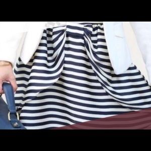 Navy and white striped satin bow skirt